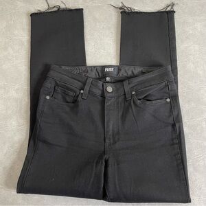 PAIGE Women's Black Jacqueline Straight Leg Jeans with a Raw Hem